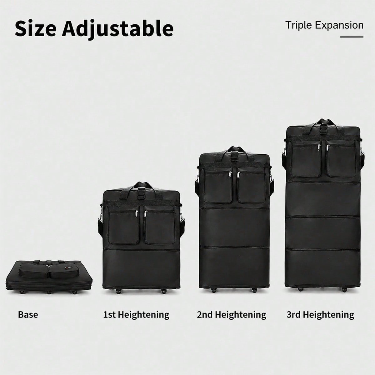 Black Rolling Travel Duffel Ba - Foldable Rolling Luggage Bag ulasan dan harga